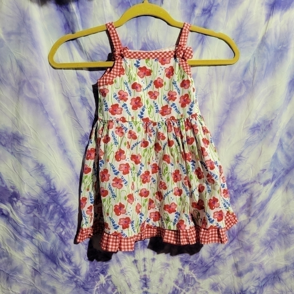 Nanette Kids Little Girls Floral Red, White, Blue, Green Flowy Dress Size 4T